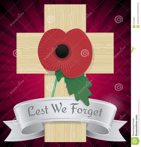 Remembrance Poppy On Cross Stock Vector Illustration Of Remember