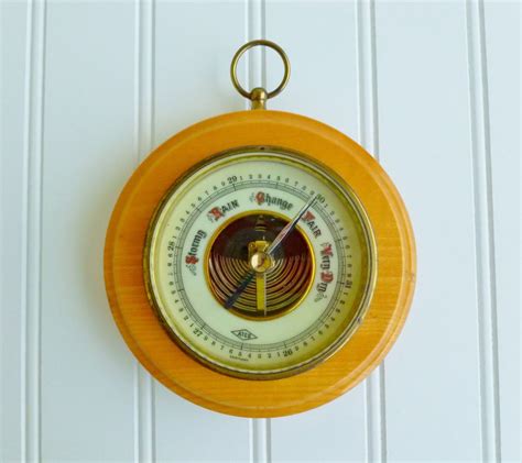 Atco Barometer Temperature Gage Wall Hanging Oak Round Etsy