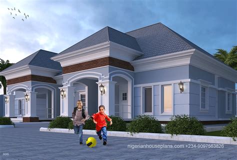 Bedroom Semi Detached Bungalow Ref Nigerian House Plans