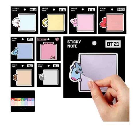 Bts Bt21 Post It Notes Stationary Bookmarks Chimmey Mang Rj Cooky