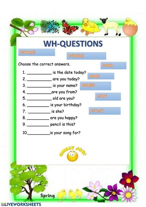 Question Words Online Activity For Grade 3 You Can Do The Exercises