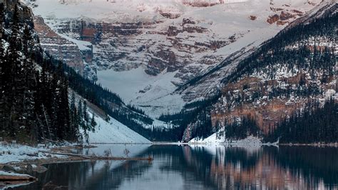 Download Wallpaper 2560x1440 Lake Mountains Snow Top Lake Louise