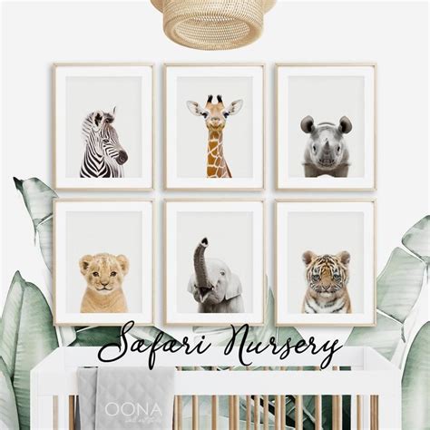 Safari Nursery Animal Wall Art Nursery Decor Set Of 6 Baby Room Wall