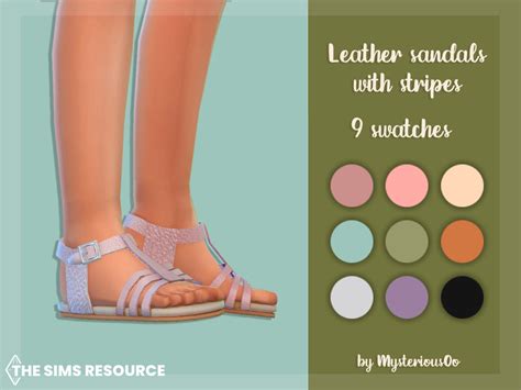 Leather Sandals With Stripes By Mysteriousoo From Tsr • Sims 4 Downloads