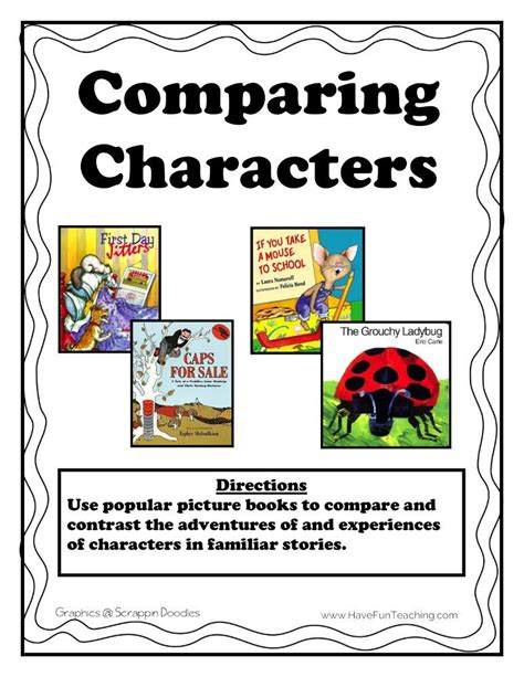 Comparing Characters Activity Have Fun Teaching Comparing Characters Have Fun Teaching