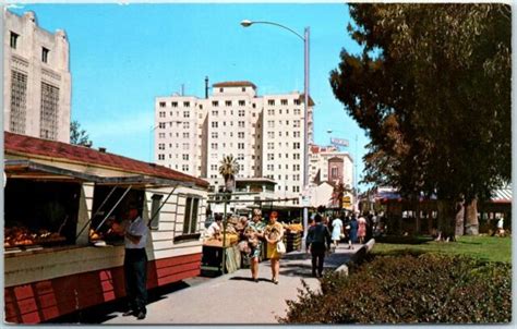 Long Beach California Postcard Market Day Street Scene W 1970