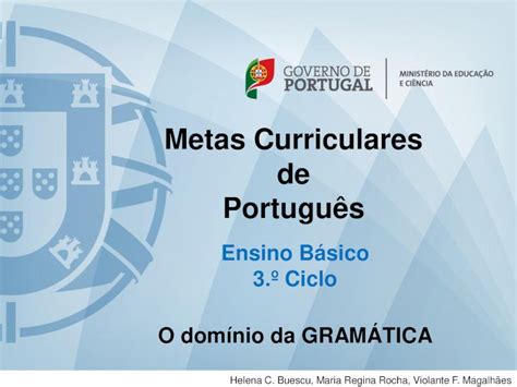 Pdf Metas Curriculares De Portugu S Dge Identificar E Conjugar