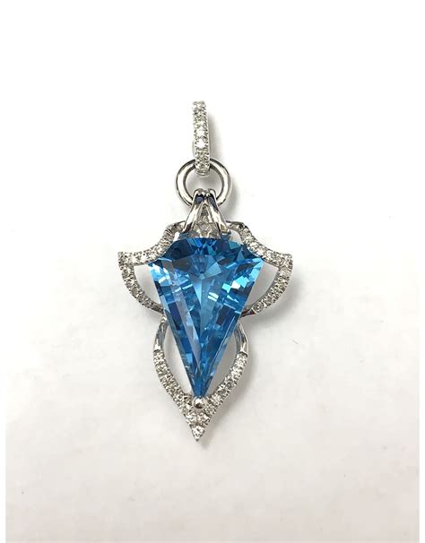 850ct Blue Topaz And Diamond Pendant 14kw Forest Of Jewels