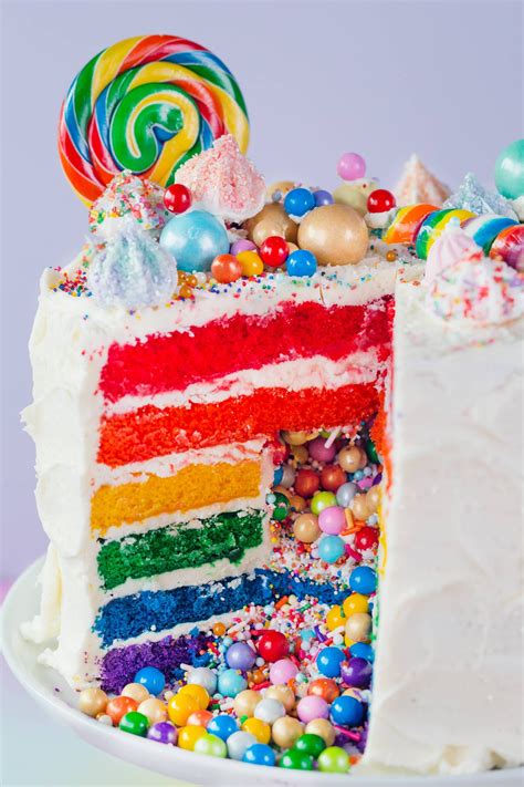 How To Make The Ultimate Rainbow Surprise Cake Recipe Rainbow Layer
