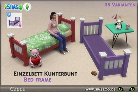 Blackys Sims 4 Zoo Single Bed Kunter Colorful By Cappu • Sims 4