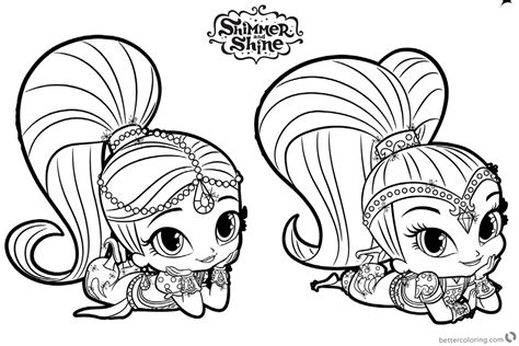 Shimmer and Shine Coloring Pages Rest on the Floor - Free Printable