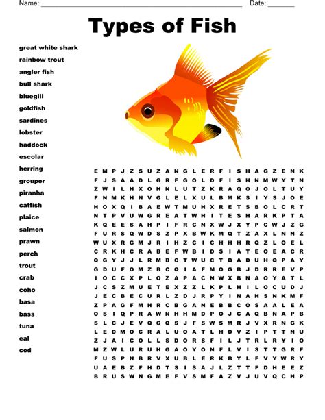 Freshwater Fish Word Search Wordmint