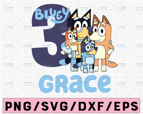 Custom Name Bluey Svg Personalized Name And Age Bluey Birthday Party