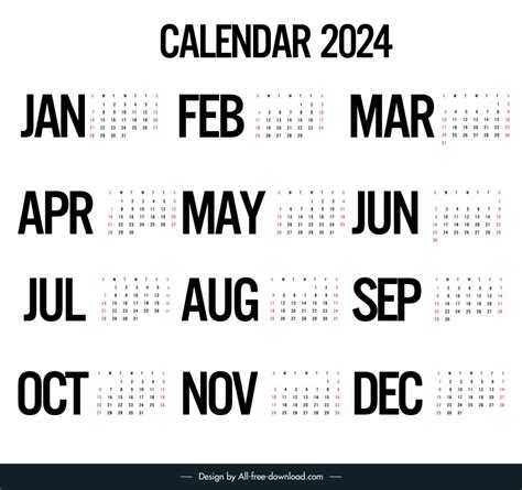 Calendar 2024 Svg Vectors Free Download 2112 Editable Ai Eps Svg