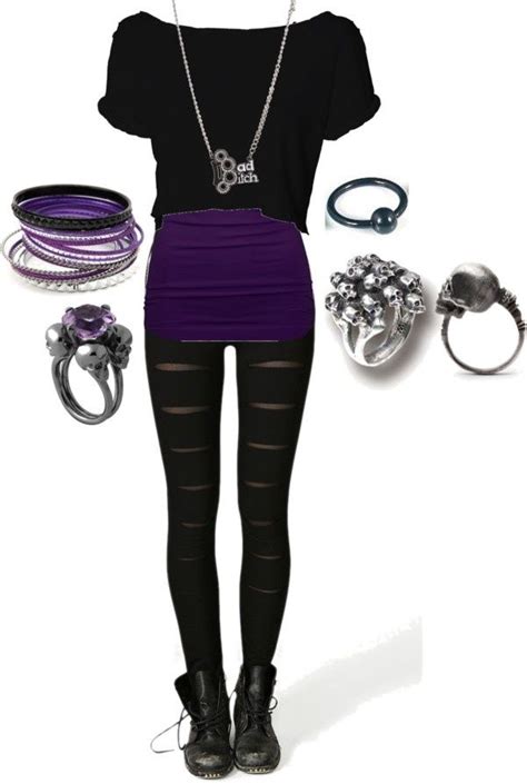 There are plenty of benefits to this style, such as covering up spills and stains a lot easier than white garments. PURPLE | Scene outfits, Cute casual outfits, Cool outfits
