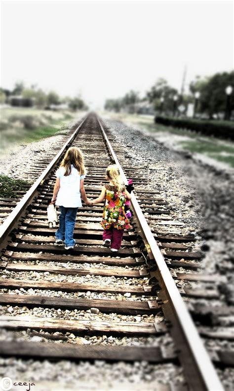 Sisters Photo Art Photo Railroad Tracks