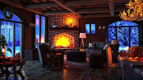 Rain And Crackling Fireplace With Thunderstorm Sounds At Night Cozy