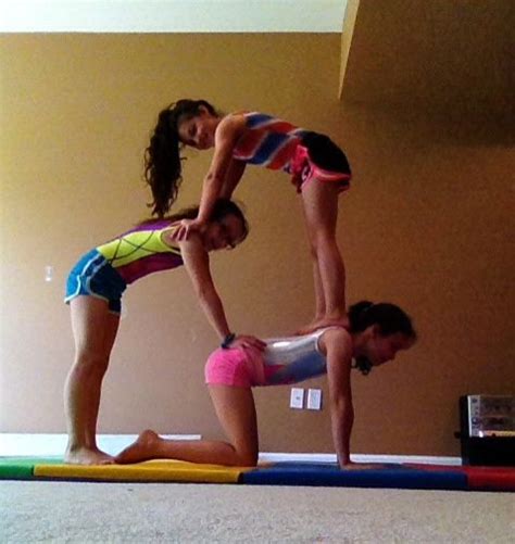 Turn your palms facing the front of the room. 3 person acro stunts | Acro yoga poses, 3 person yoga ...