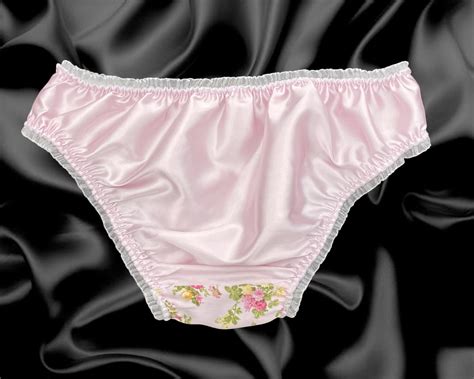Satin Floral Frilly Lace Sissy Bikini Knickers Briefs Full Panties Size