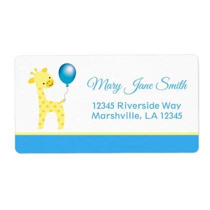 Blue Giraffe Baby Shower Mailing Address Labels Baby Gifts Giftidea
