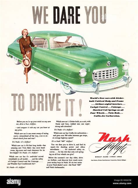 1949 Us Magazine Nash Cars Advert Stock Photo Alamy