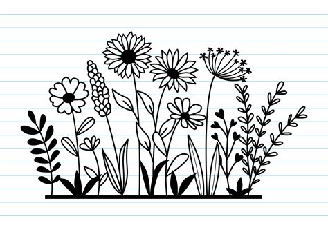 Flower Svg Wildflower Border Svg Wildflower Svg Flowers And | Etsy