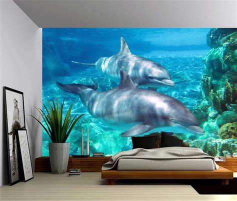 Dolphin Underwater World Large Wall Mural Self Adhesive Etsy