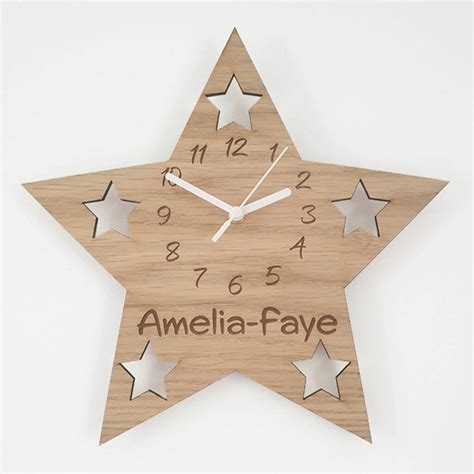 Personalised Wooden Star Clock By Personalisation Boutique