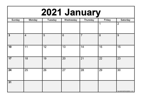 Editable 2021 Free Printable Calendar 2021 January 2021 Calendar