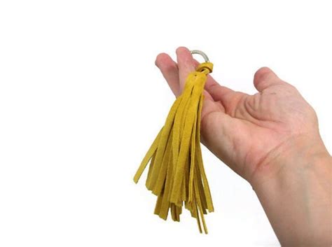 Items Similar To Yellow Leather Suede Tassels Keychain On Etsy