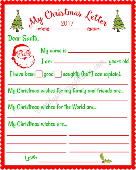 Free Printable Letter Templates To Santa