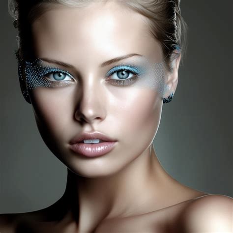 Premium Ai Image Woman With Blue Makeup Generated By Ai