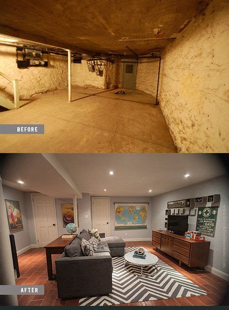 Before And After Man Room Brooklyn Limestone Basement Remodeling Finishing Basement Basement