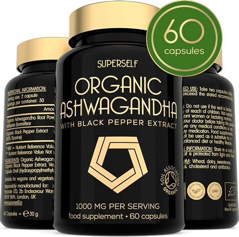 Organic Ashwagandha Capsules 1000 Mg Ashwanghanda Root Powder Per