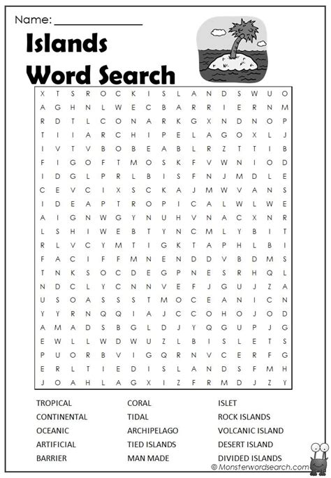 Islands Word Search Monster Word Search