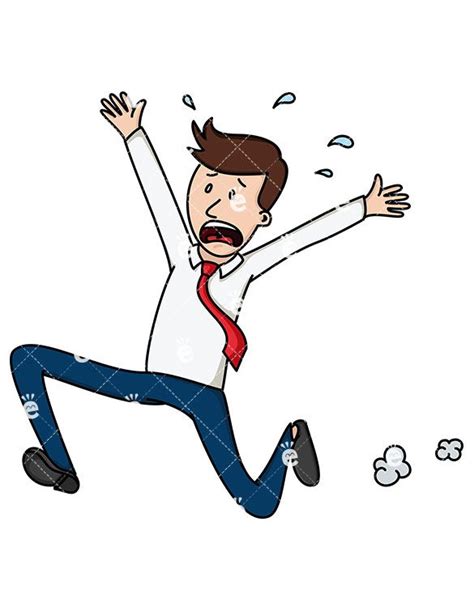 Terrified Businessman Running Away Cartoon Vector Clipart