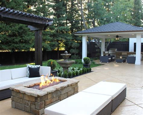 60 rectangular modern fiber concrete outdoor propane gas fire pit table with glass guard and fire reflective crystals in gray by akoya outdoor essentials. Rectangular Fire Pit | Houzz