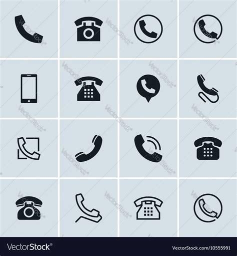 Phone Icons Set Of 16 Telephone Symbols Royalty Free Vector