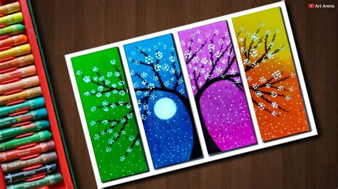 Flower Tree drawing with Oil Pastels - step by step - YouTube Soft pastels are rich and luminous in colour, provide a loose.