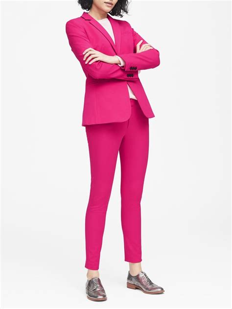 Long And Lean Fit Bi Stretch Solid Blazer Banana Republic Pink