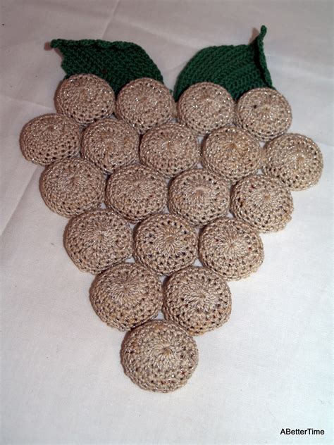 Bottle Cap Trivet Grapes Crocheted Hot Pad
