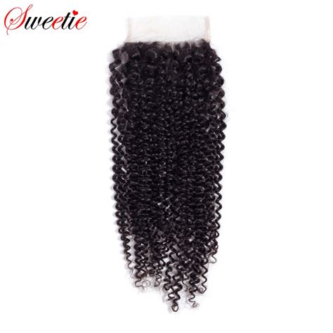 Sweetie Hair Products Brazilian Remy Hair Kinky Curly Lace Closure 100