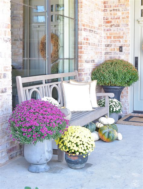 Browse and shop our large selection of benches now! fall-front-porch-fall-flowers-mums-black-planters-mission ...