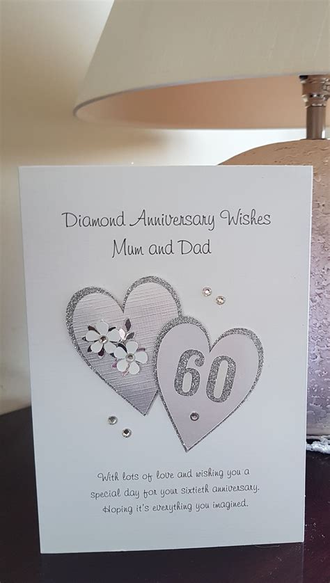 Diamond 60th Anniversary Card For Mum And Dad Etsy
