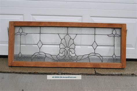 Antique Leaded Glass Transom Window With Shell And Lotus Design Leaded Glass Stained Glass