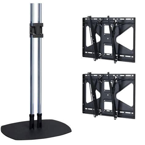 Premier Mounts Cs84 2ms2 Large Dual Display Floor Stand 84 Inch Chrome
