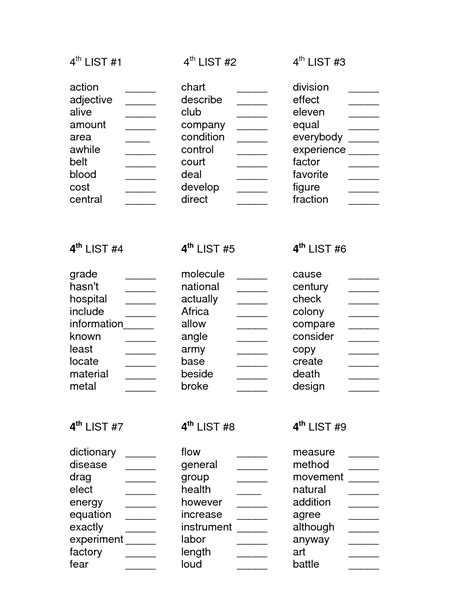 4th Grade Sight Words List In 2023 Grade Spelling 4th Grade Spelling