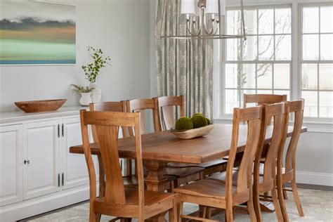 Gray Transitional Dining Room With Blue Art Hgtv