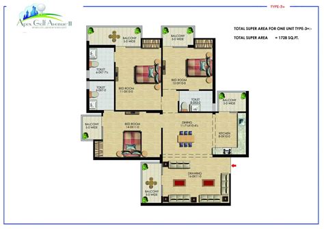 Apex Golf Avenue 2 Floor Plan 234bhk Flats Greater Noidaw