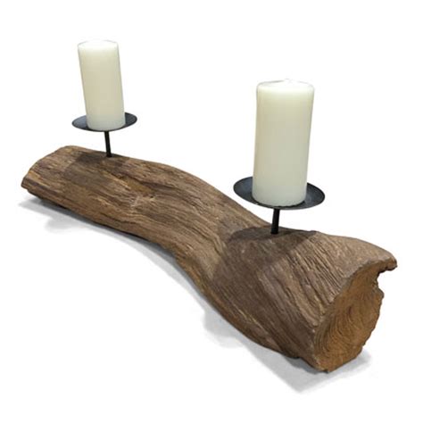 Rustic Driftwood Double Candle Holder Modern And Exotic Candle Holders